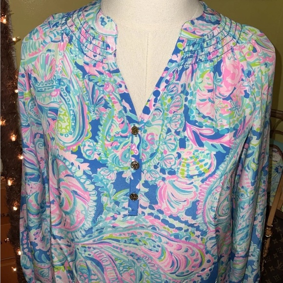 Lilly Pulitzer NWT Elsa Silk Top Dream Team Size XXS - Picture 10 of 10